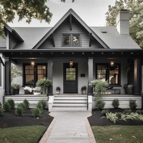 grey house white trim black shutters